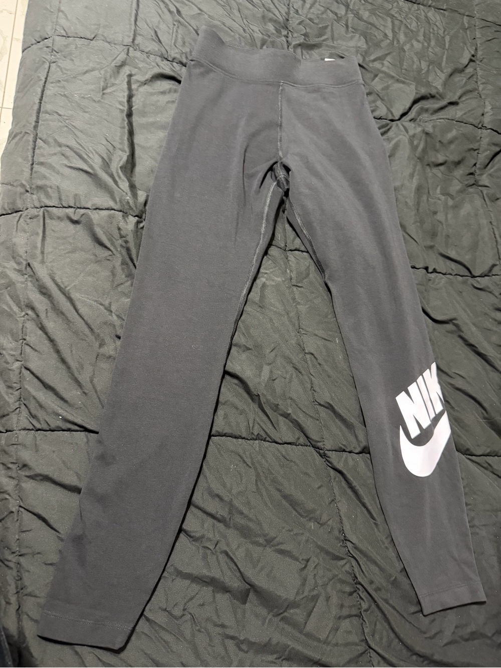 Nike Black Leggings with White Swoosh Print